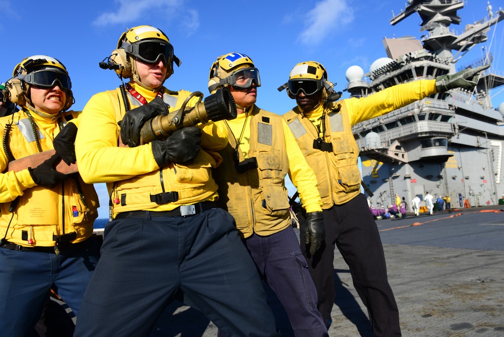 USS George HW Bush conducts training, carrier qualifications