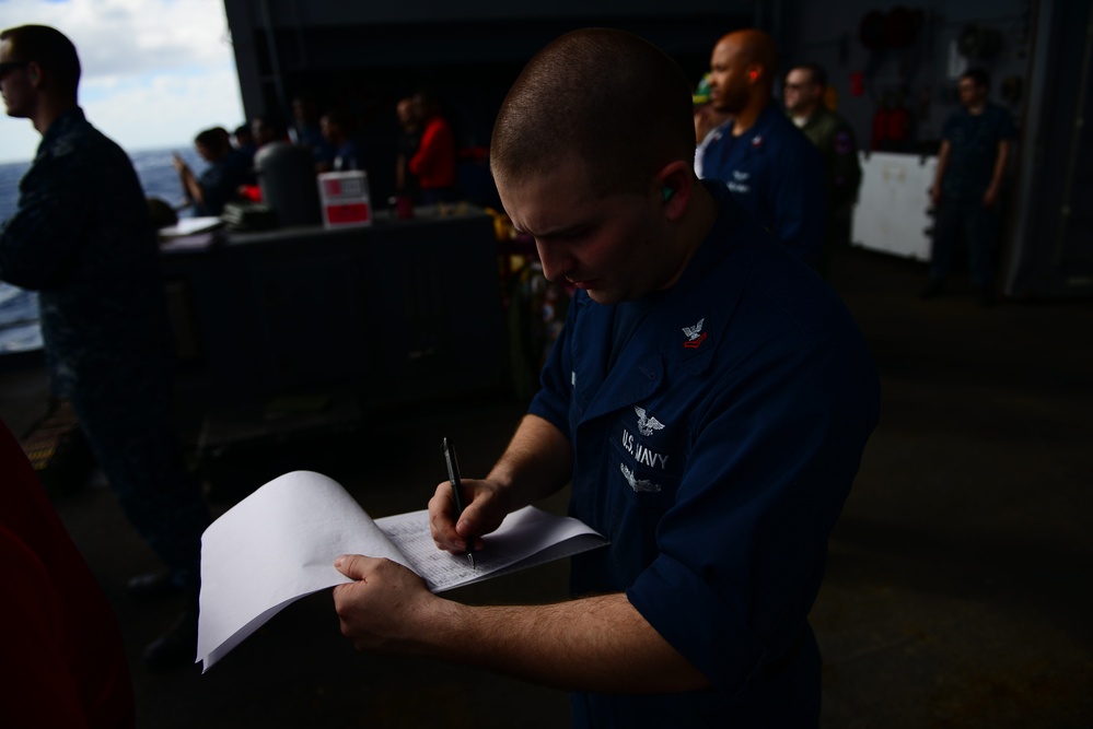 USS George HW Bush conducts training, carrier qualifications