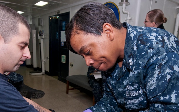 USS Wasp sailor gets blood drawn