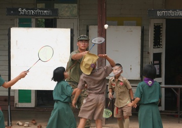 Marine’s journey puts smiles on faces of Thai children
