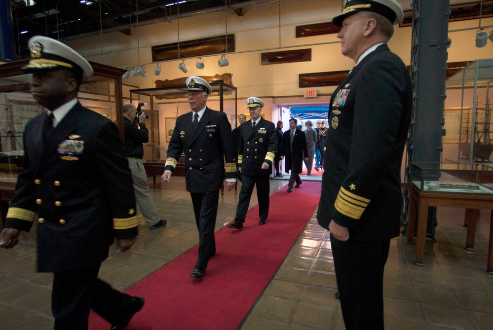 Welcoming ceremony inside the National Museum of the U.S. Navy
