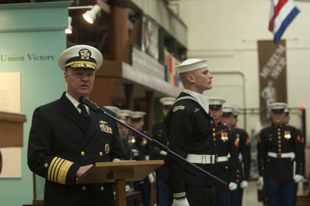 Welcoming ceremony inside the National Museum of the U.S. Navy