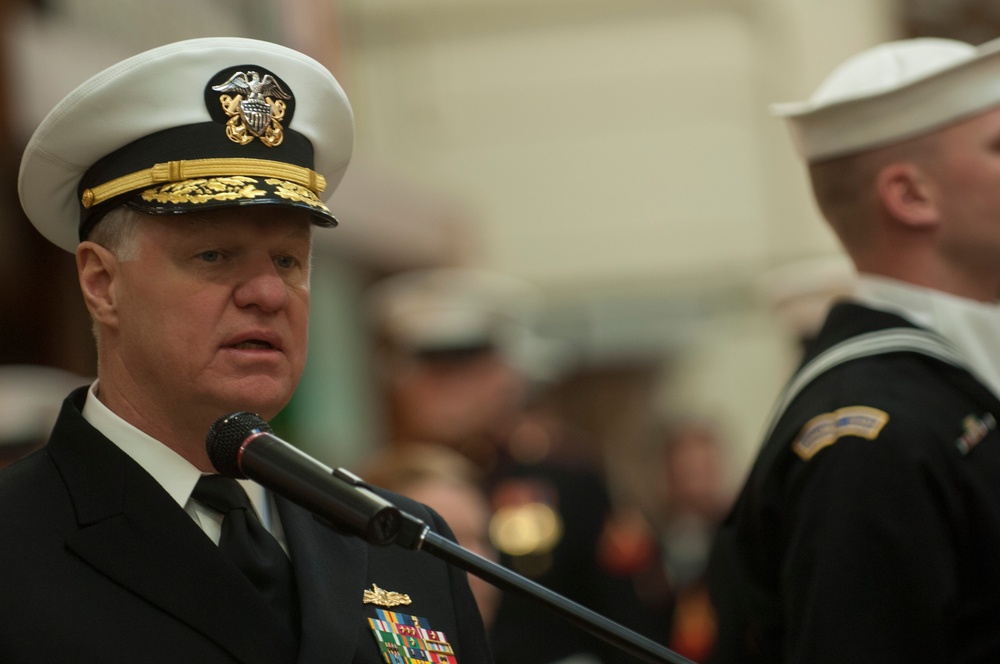 Welcoming ceremony inside the National Museum of the U.S. Navy