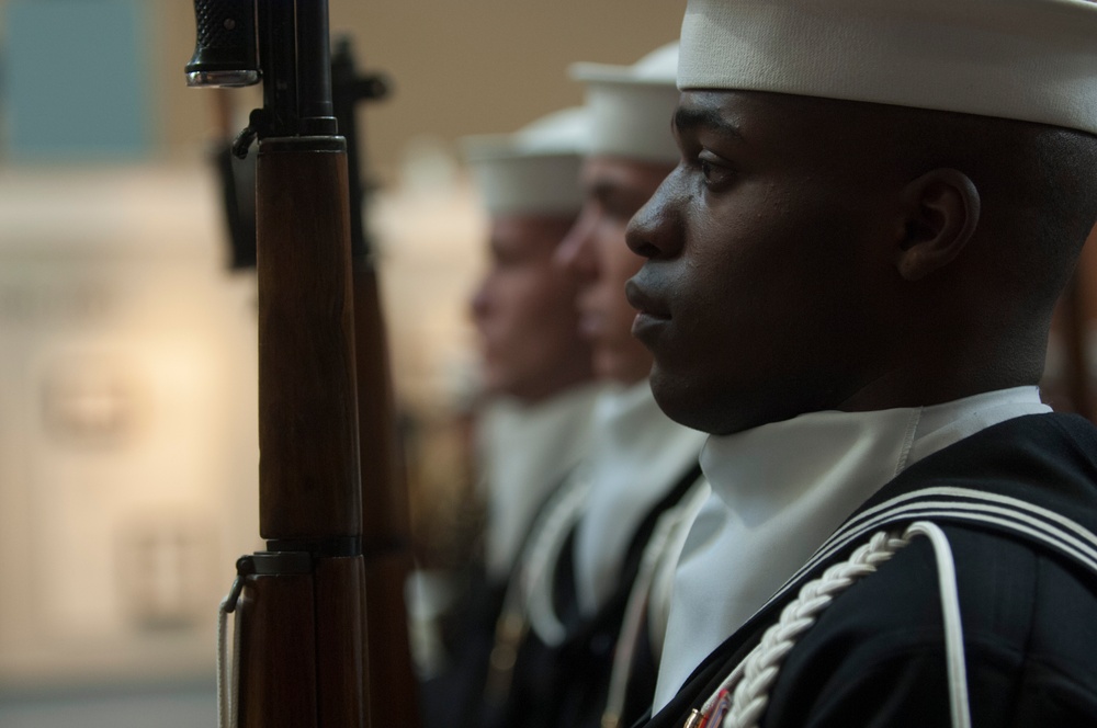 Welcoming ceremony inside the National Museum of the U.S. Navy