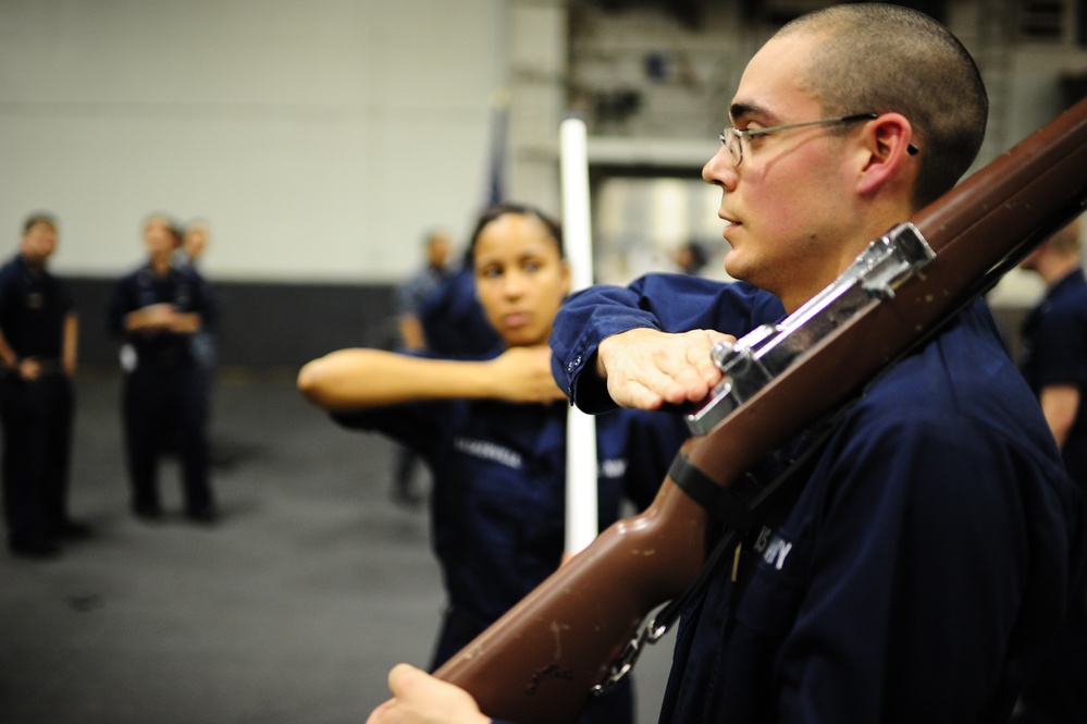 USS George H.W. Bush command honor guard practice