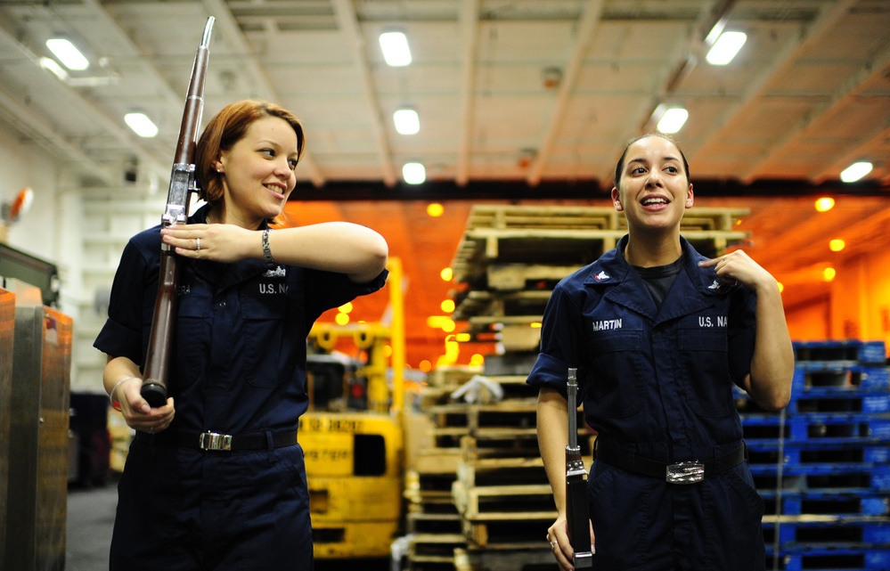 USS George H.W. Bush command honor guard practice