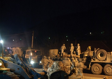 Kosovo Force removes concrete barricades in Rudare