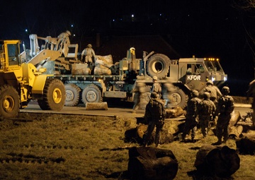 Kosovo Force removes concrete barricades in Rudare