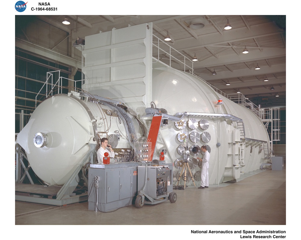 ION ENGINE AND TANK NO. 6 AT THE ELECTRIC PROPULSION LABORATORY EPL