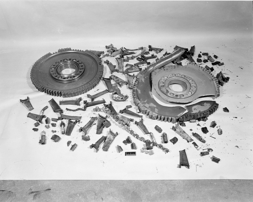 J-57 TURBINE FAILURE ENGINE INSTALLED IN THE ALTITUDE WIND TUNNEL AWT