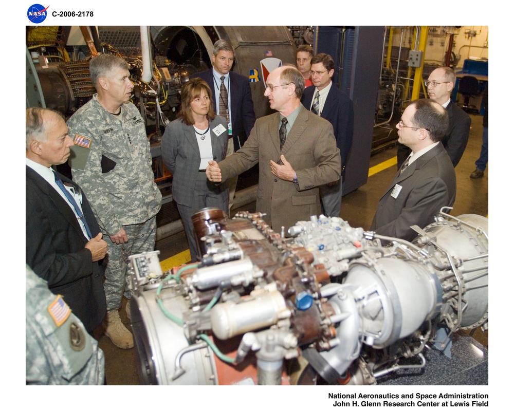 Visit by General Benjamin Griffin, commanding general, U.S. Army Material Command, to Glenn Research Center facilities utilized by Army Research Laboratory