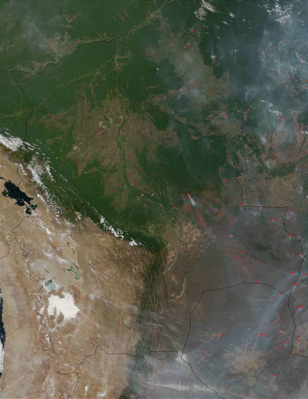 Widespread Burning in South America : Image of the Day