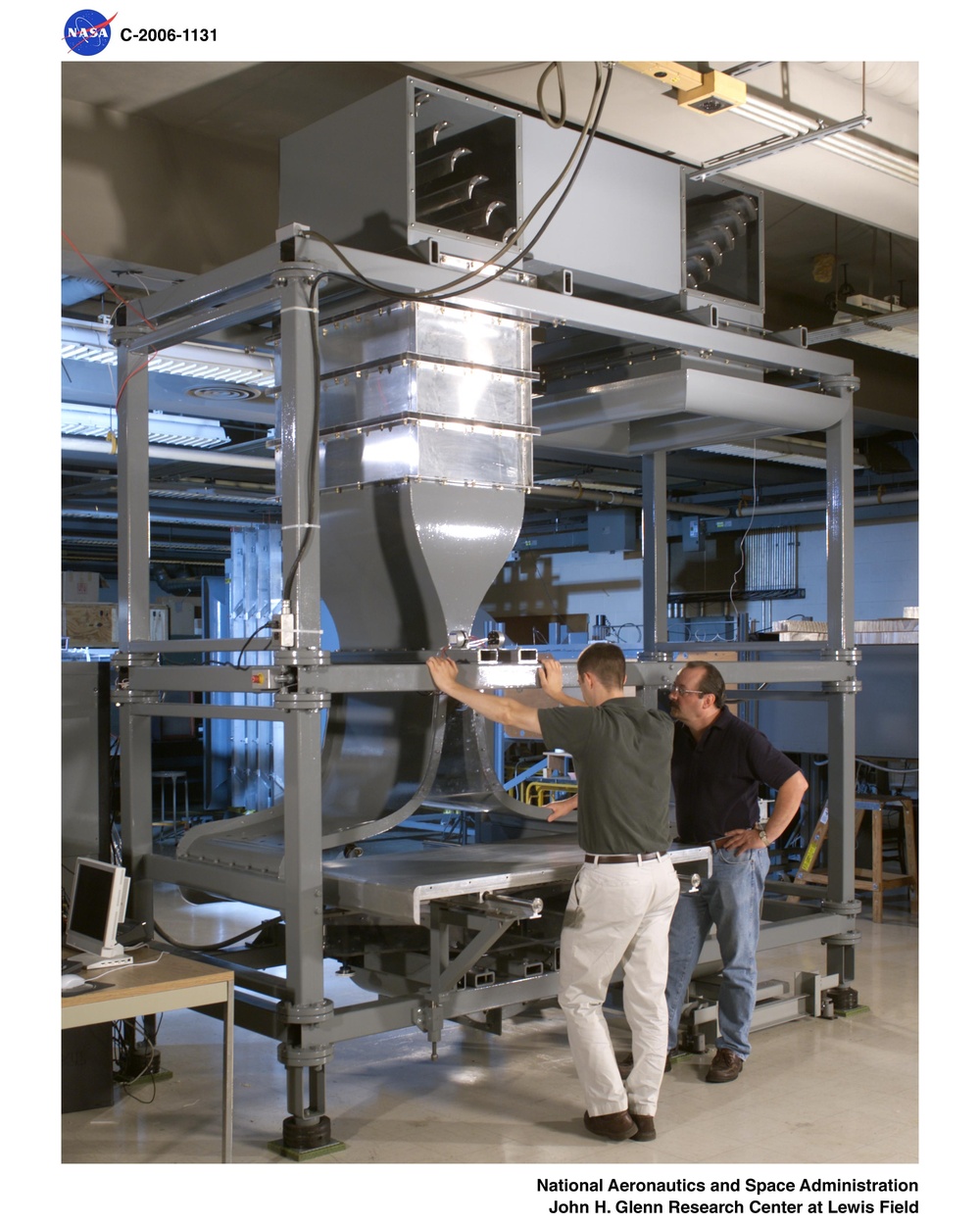 Icing Physics Flow Lab at Case Western Reserve University.  Researchers reviewing rest set up