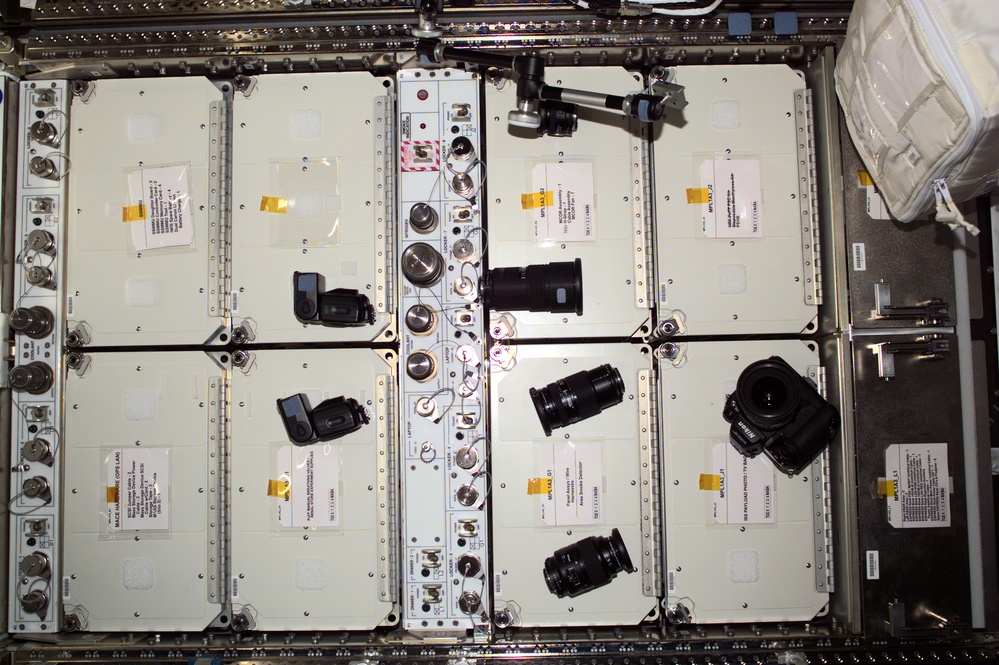 View of a rack in the U.S. Laboratory taken during Expedition Three