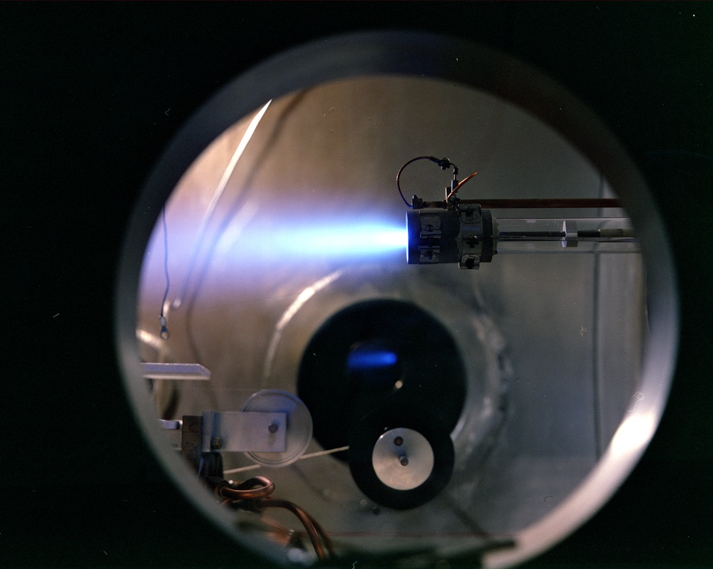 ARCJET THRUSTER IN OPERATION AT ELECTRIC PROPULSION LABORATORY EPL