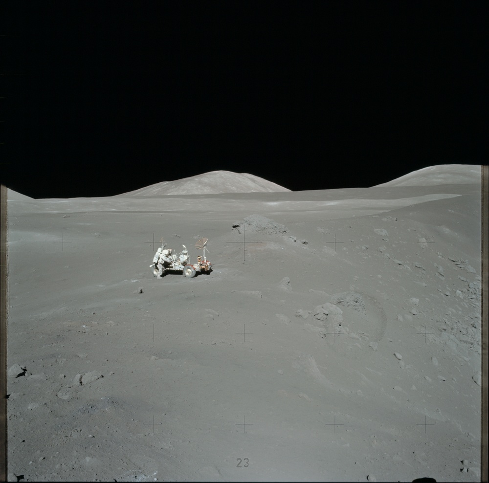 Apollo 17 Mission image - STA 4, Panoramic, LRV, LMP