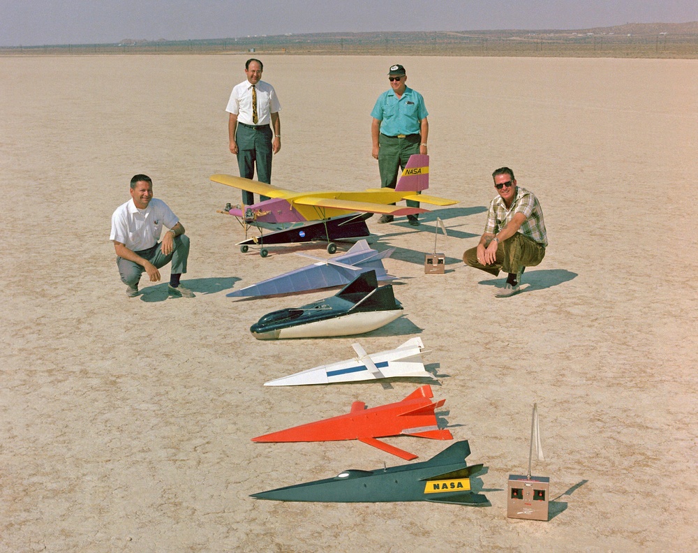 Models on Lakebed with Research Staff
