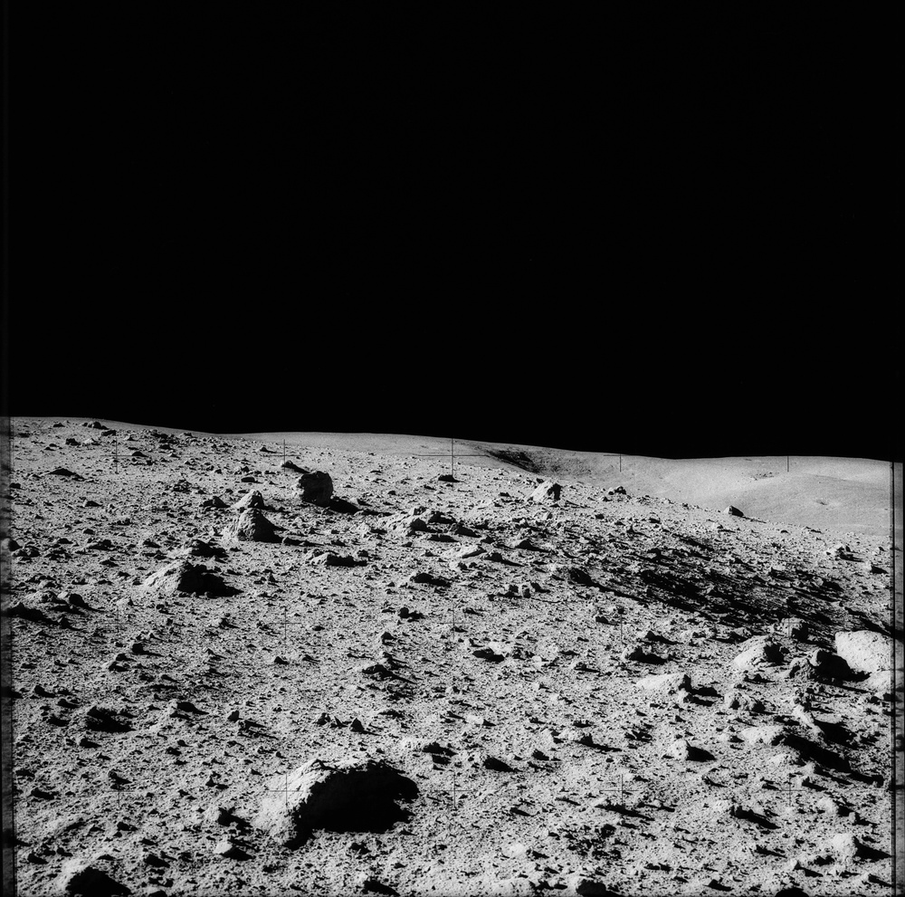 Apollo 14 Mission image - 360 degree pan from EVA 2 with Old Nameless in the background.