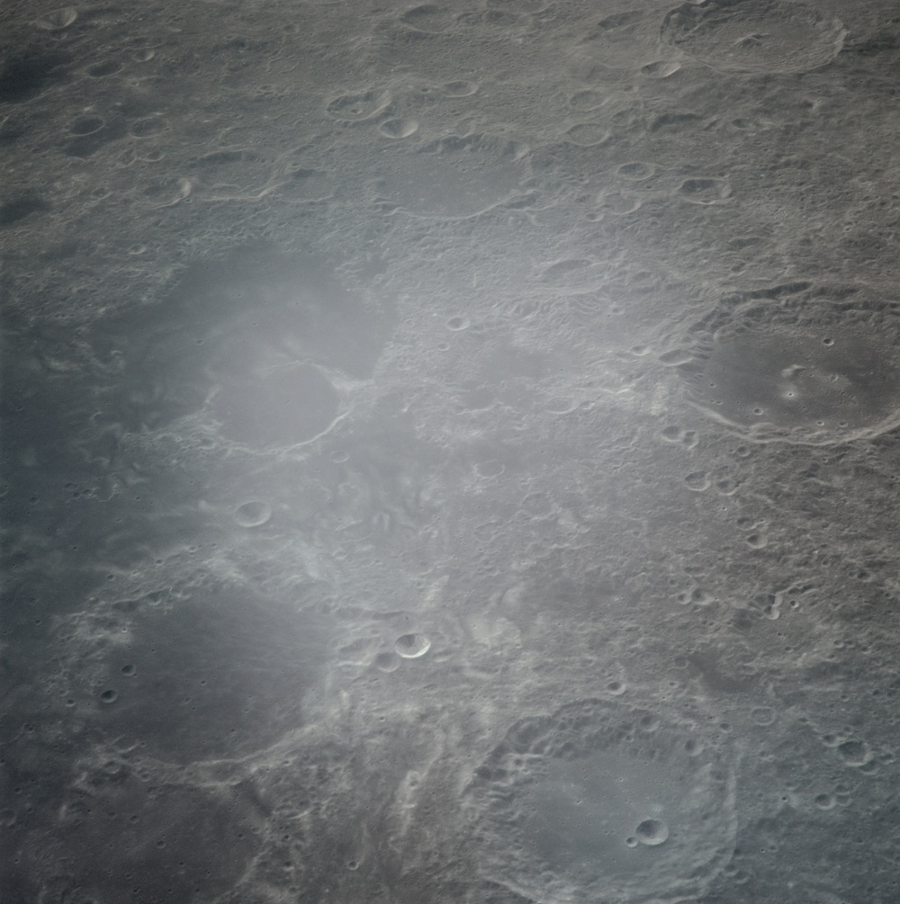Apollo 16 Mission Image - View of the Al-Biruni and Goddard Craters.