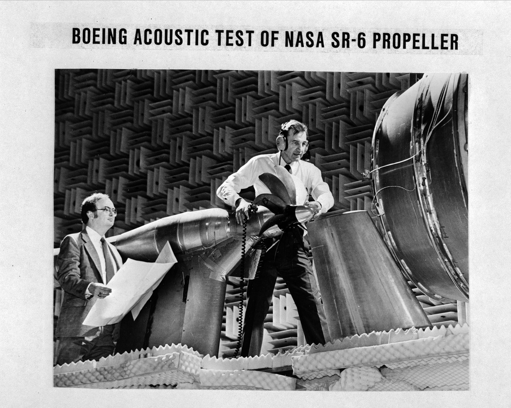 BOEING ACOUSTIC TEST OF NASA SR-6 PROP. -  NAR OV-10 AIRCRAFT CARGO BAY - RESEARCH AIRCRAFT