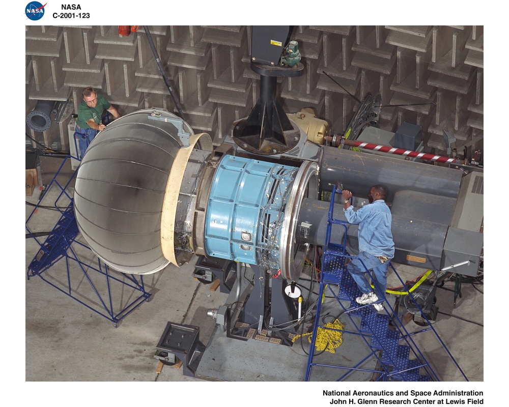 OVERHEAD VIEW OF NOZZLE ACOUSTIC TEST RIG POWERED LIFT RIG AND ACTIVE NOISE CONTROL FAN