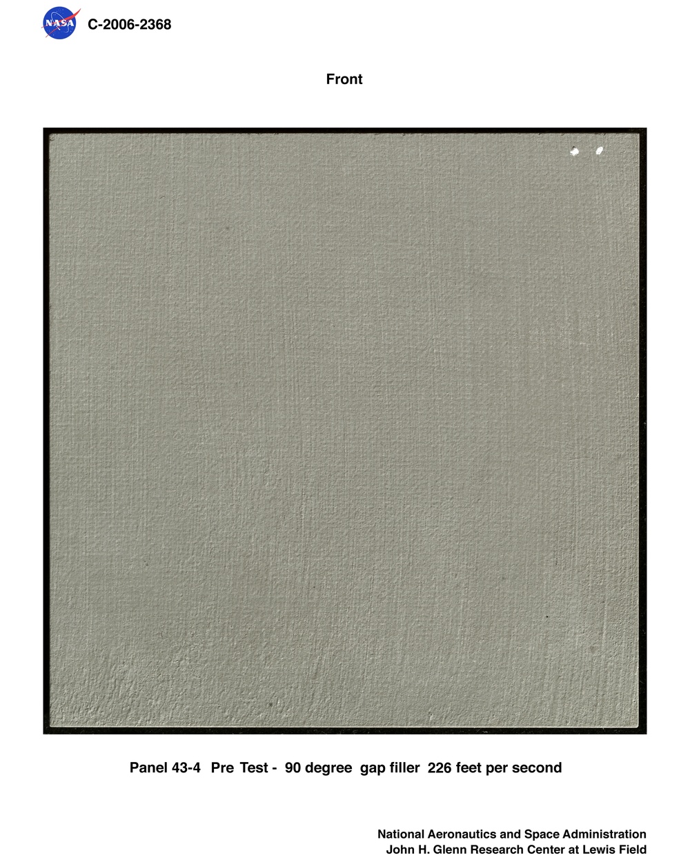 Reinforced Carbon/Carbon (RCC) panel 43-4 pre-test
