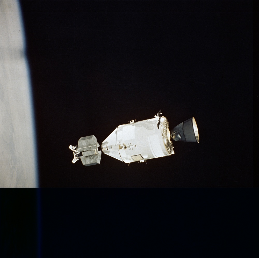 American Apollo spacecraft as seen from Soviet Soyuz spacecraft in orbit