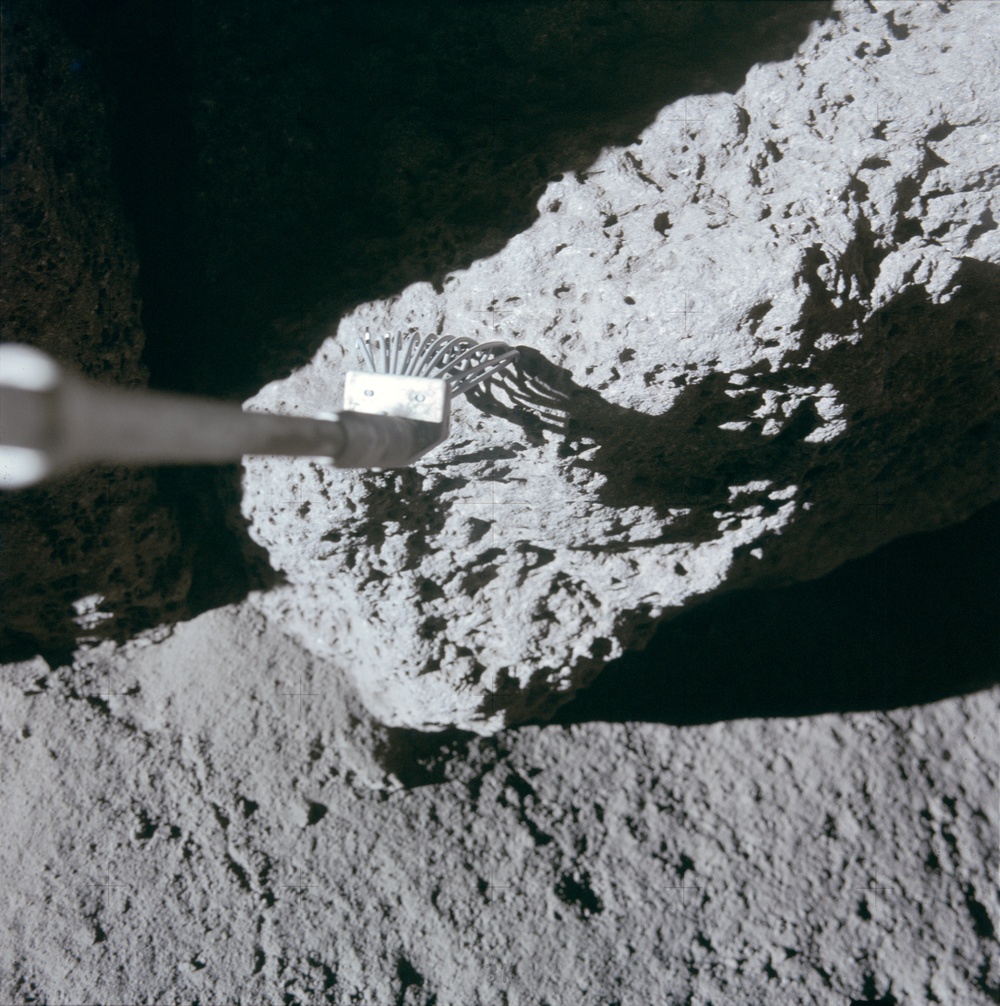 Apollo 15 Mission image - Stereo Pair view of Station 4, and smaller rock