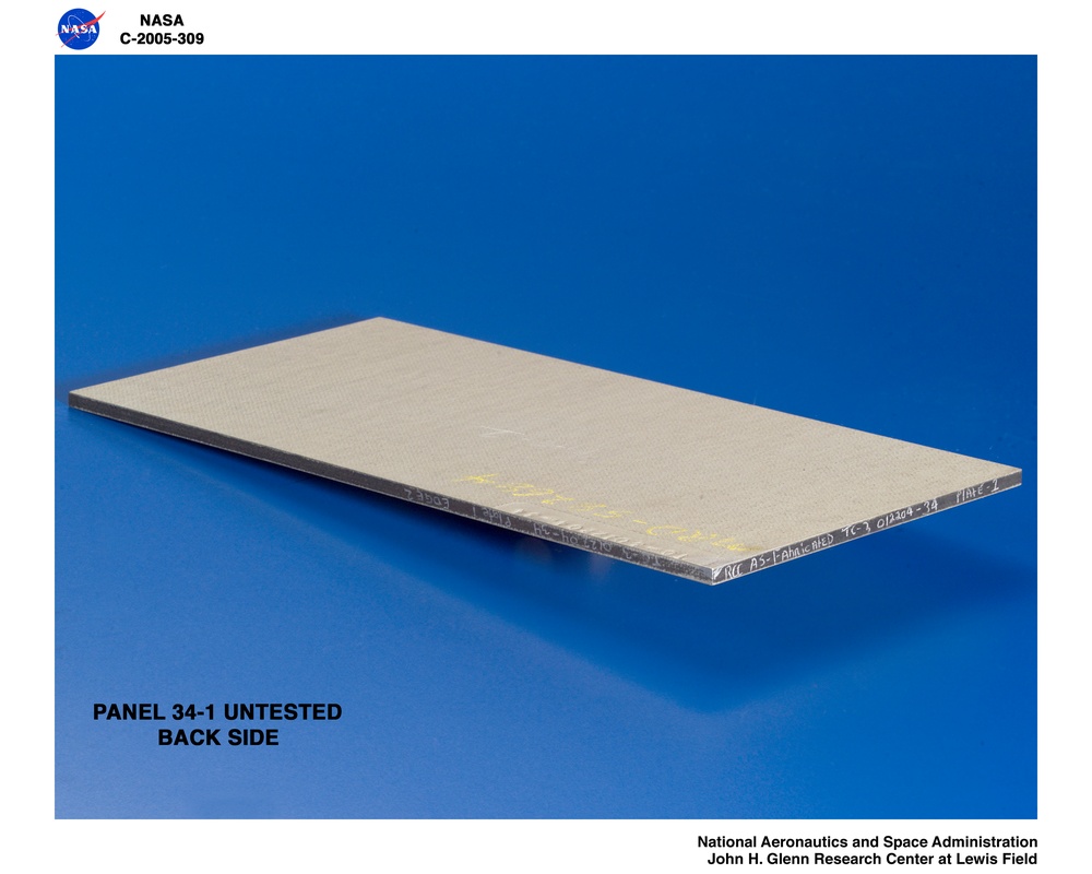 Panel 34-1 Untested ( pre test ) RCC carbon / carbon fiber panels - the panels are space shuttle tile material being tested in the ballistics lab building 49