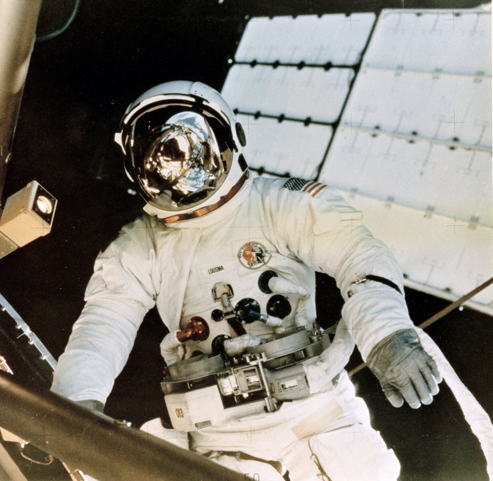 Astronaut Jack Lousma During EVA to Deploy Twin Pole Sun Shield