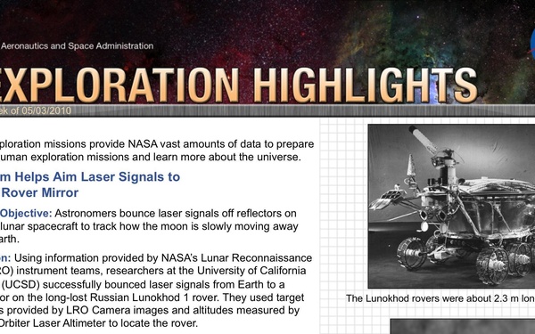 LRO Team Helps Aim Laser Signals to Russian Rover Mirror