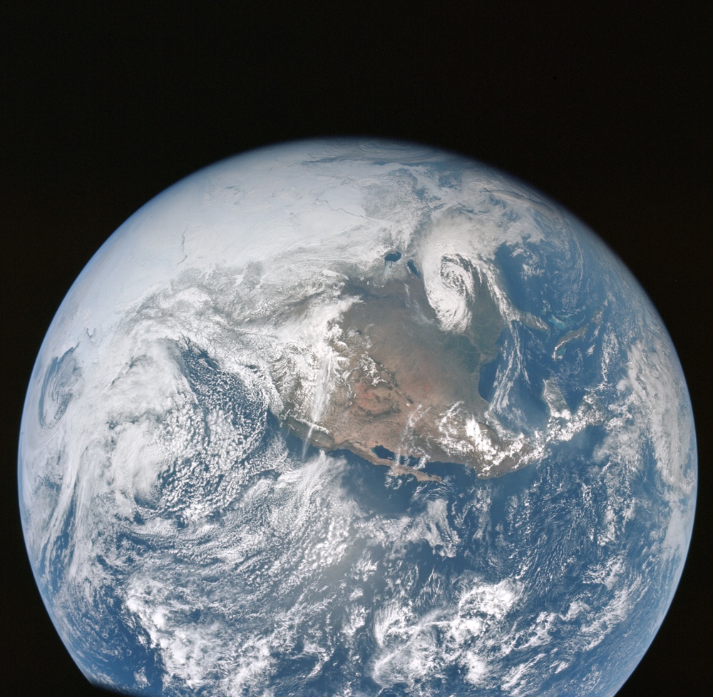 Apollo 16 Mission image - A good view of the Earth photographed about one hour after translunar injection of April 16, 1972