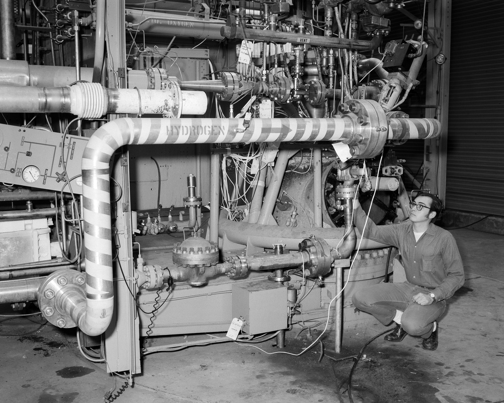 ENGINE NO. 14 ON TEST STAND AT ROCKET ENGINE TEST FACILITY RETF