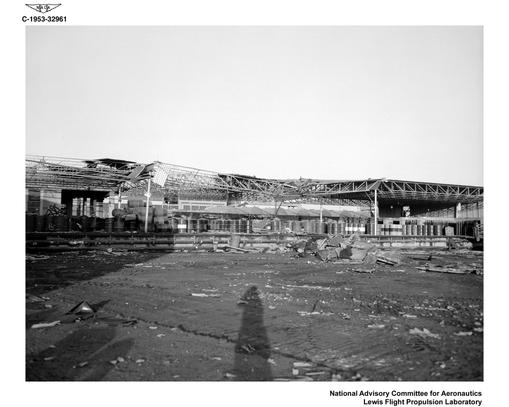 TORNADO DAMAGE TO LEWIS FLIGHT PROPULSION LABORATORY LFPL IN CLEVELAND OHIO