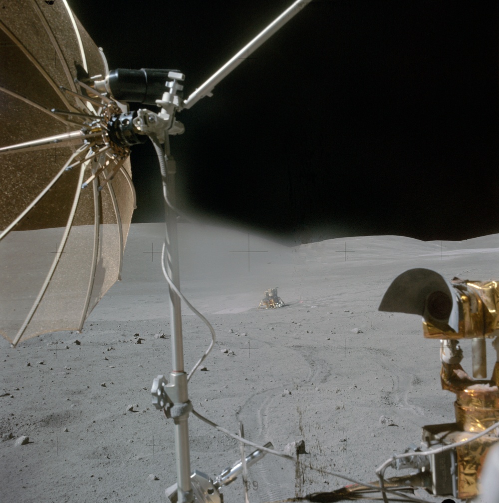 Apollo 16 Mission image - View of Lunar Roving Vehicle LRV Traverse Station 13 to Station 10