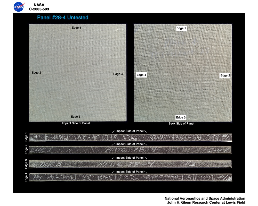 Panel 28-4 Untested ( pre test ) RCC carbon / carbon fiber panels - the panels are space shuttle tile material being tested in the ballistics lab building 49