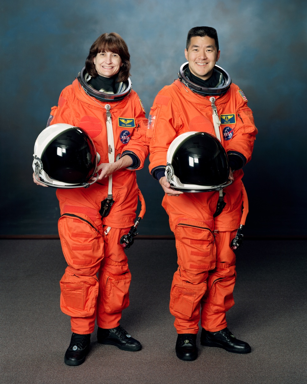 STS-108 crew photo, Tani and Godwin