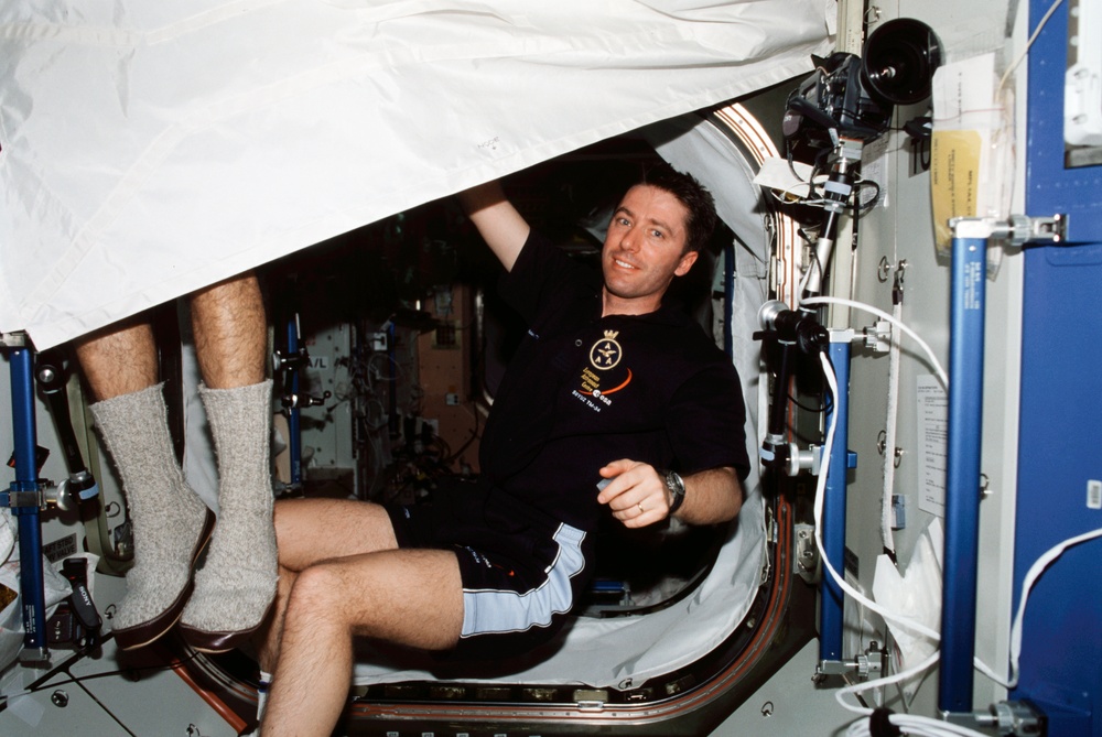 Vittori in Node 1 access way during Expedition Four