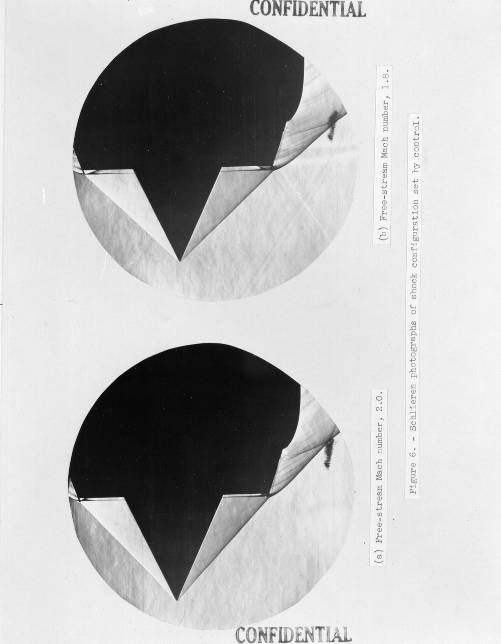 SCHLIEREN PHOTOGRAPHS OF SHOCK CONFIGURATION SET BY CONTINUOUS NORMAL POSITIONING CONTROL