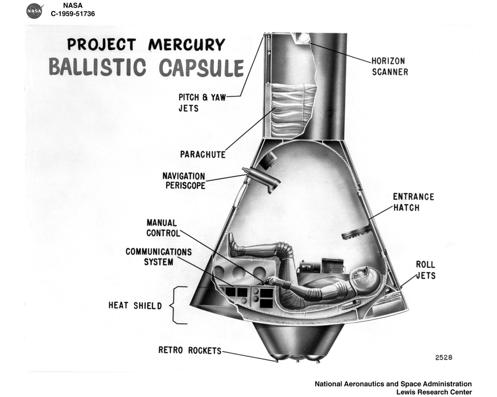 PROJECT MERCURY - PUBLICITY PHOTOGRAPHS OF MISSILE AND 7 ASTRONAUTS