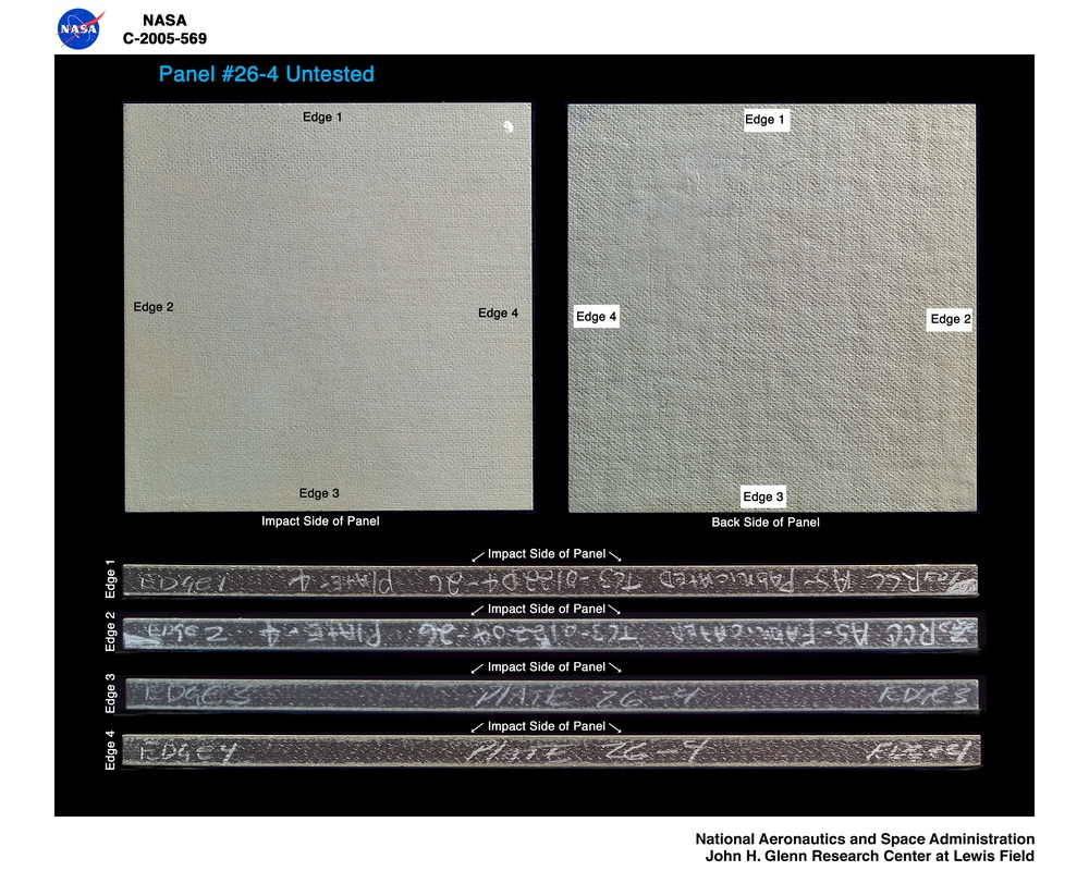 Panel 26-4 Untested ( pre test ) RCC carbon / carbon fiber panels - the panels are space shuttle tile material being tested in the ballistics lab building 49
