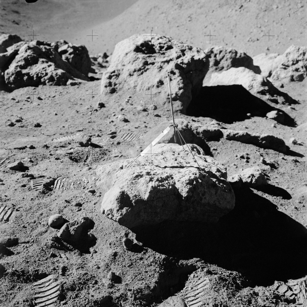 Apollo 15 Mission image - Panoramic view of Station 9A and Sample 281 Cross Sun