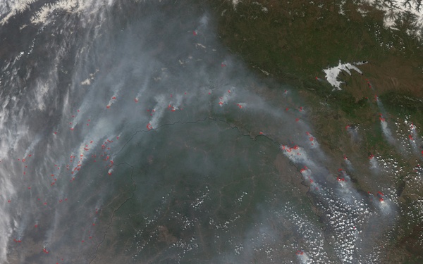 Fires in Russia and China near the Amur River: Natural Hazards