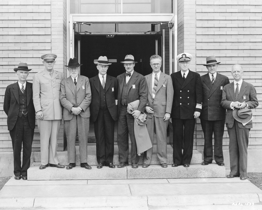 DEDICATION CEREMONIES OF THE AIRCRAFT ENGINE RESEARCH LABORATORY (AERL) IN CLEVELAND, OHIO (LATER NAMED LEWIS RESEARCH CENTER).  DIGNITARIES INCLUDE: DR. ORVILLE AND THEODORE WRIGHT