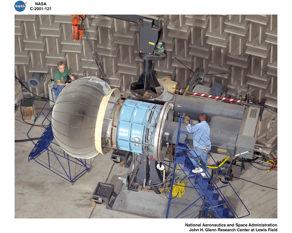 OVERHEAD VIEW OF NOZZLE ACOUSTIC TEST RIG POWERED LIFT RIG AND ACTIVE NOISE CONTROL FAN