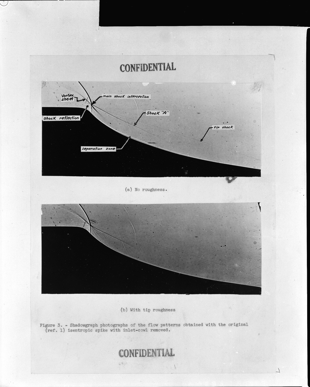FLOW FIELDS AROUND AXIALLY SYMETRIC ISENTROPIC SPIKES FOR NOSE INLETS AT MACH 3.85