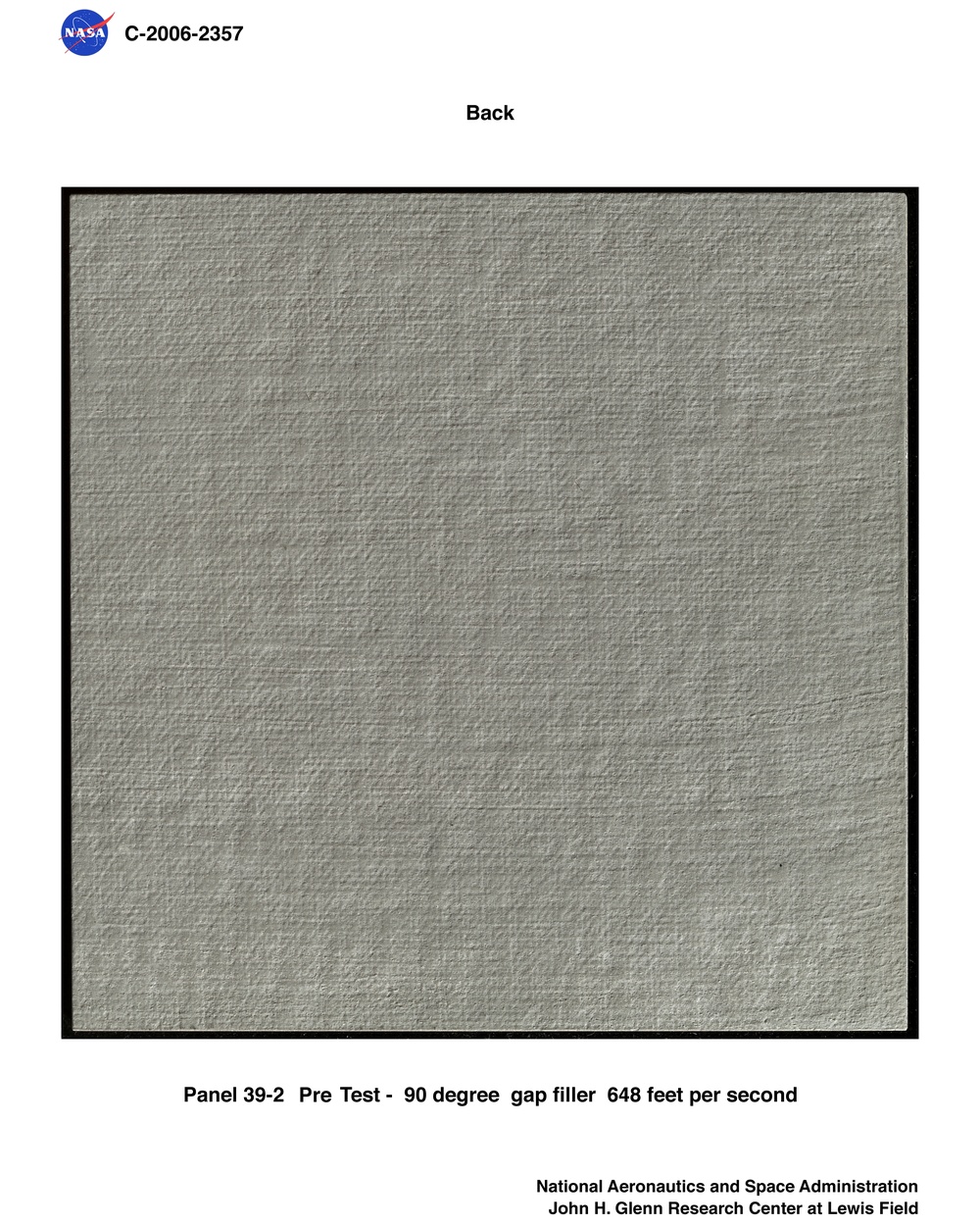 Reinforced Carbon/Carbon (RCC) panel 39-2 pre-test