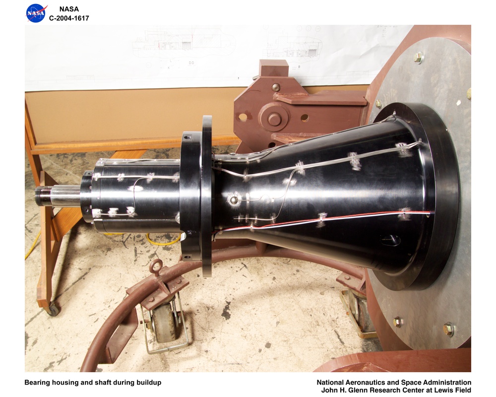 Ultra-Efficient Engine Technology  (UEET), Proof of Concept Compressor, Advanced Compressor Casing Treatment testing; bearing housing and shaft during build-up