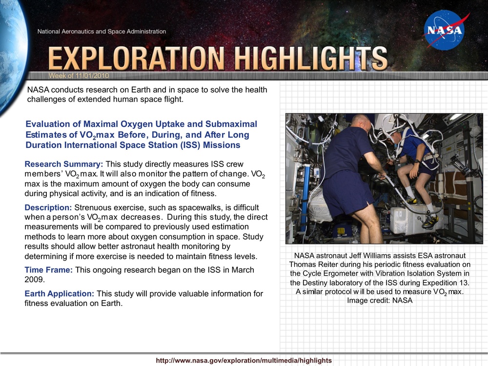 Evaluation of Maximal Oxygen Uptake and VO2max Before, During, and After Long Duration ISS Missions