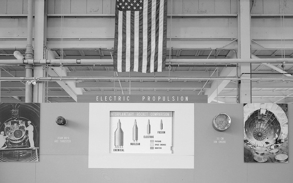 DISPLAY AT THE ELECTRIC PROPULSION LABORATORY EPL SHOP AREA